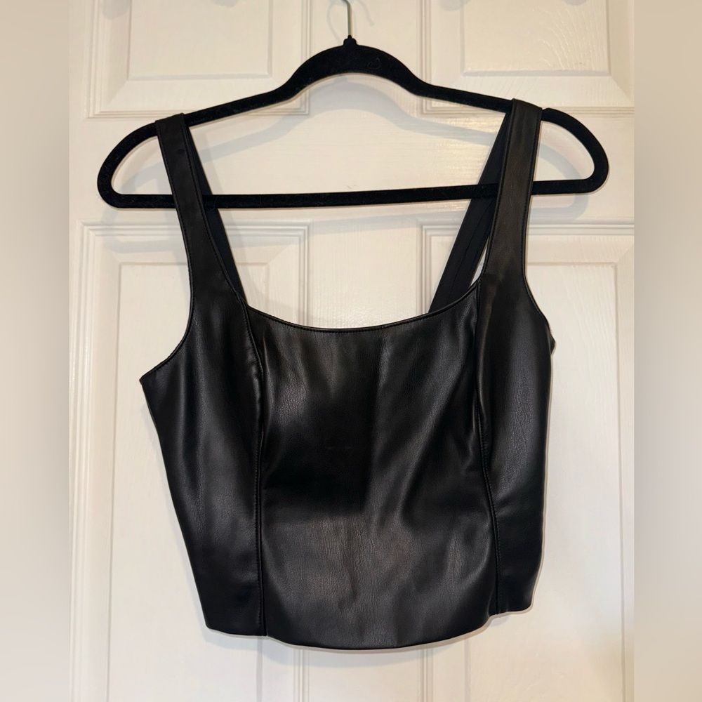 Abercrombie Vegan Leather Square Neck Corset Top size Xs
